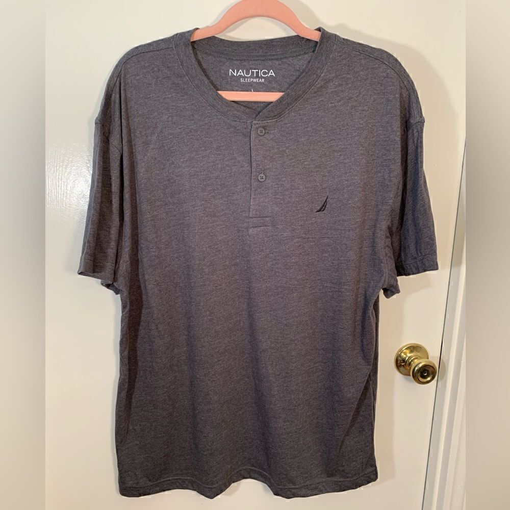 Nautica NWT gray short sleeve pajama tee shirt Size Large